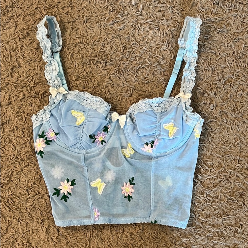 dELiA*s Blue Lace Bustier with Floral Design